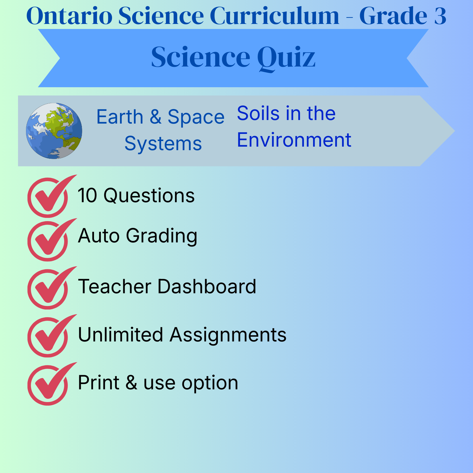 Grade 3 Science Quiz – Earth and Space Systems: Soils in the Environment - Ontario Science Curriculum