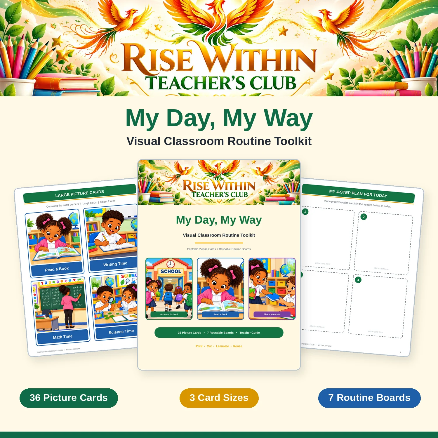 My Day, My Way | Visual Classroom Routine Toolkit | 36 Picture Cards + 7 Routine Boards