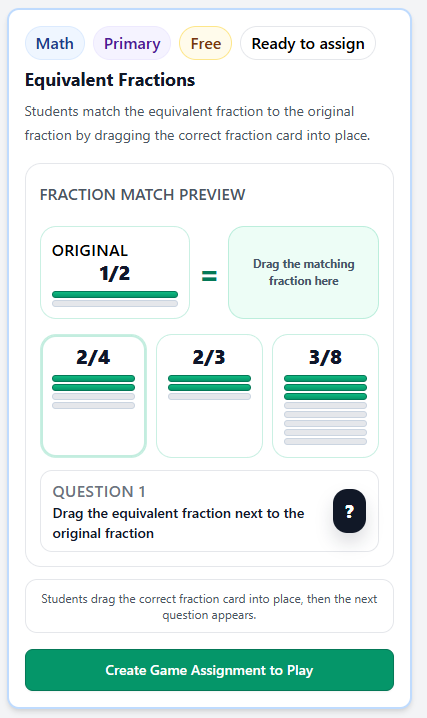 Equivalent Fractions Game