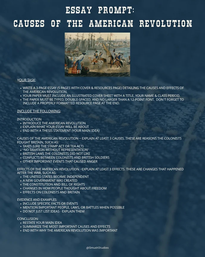 Causes of the American Revolution Essay