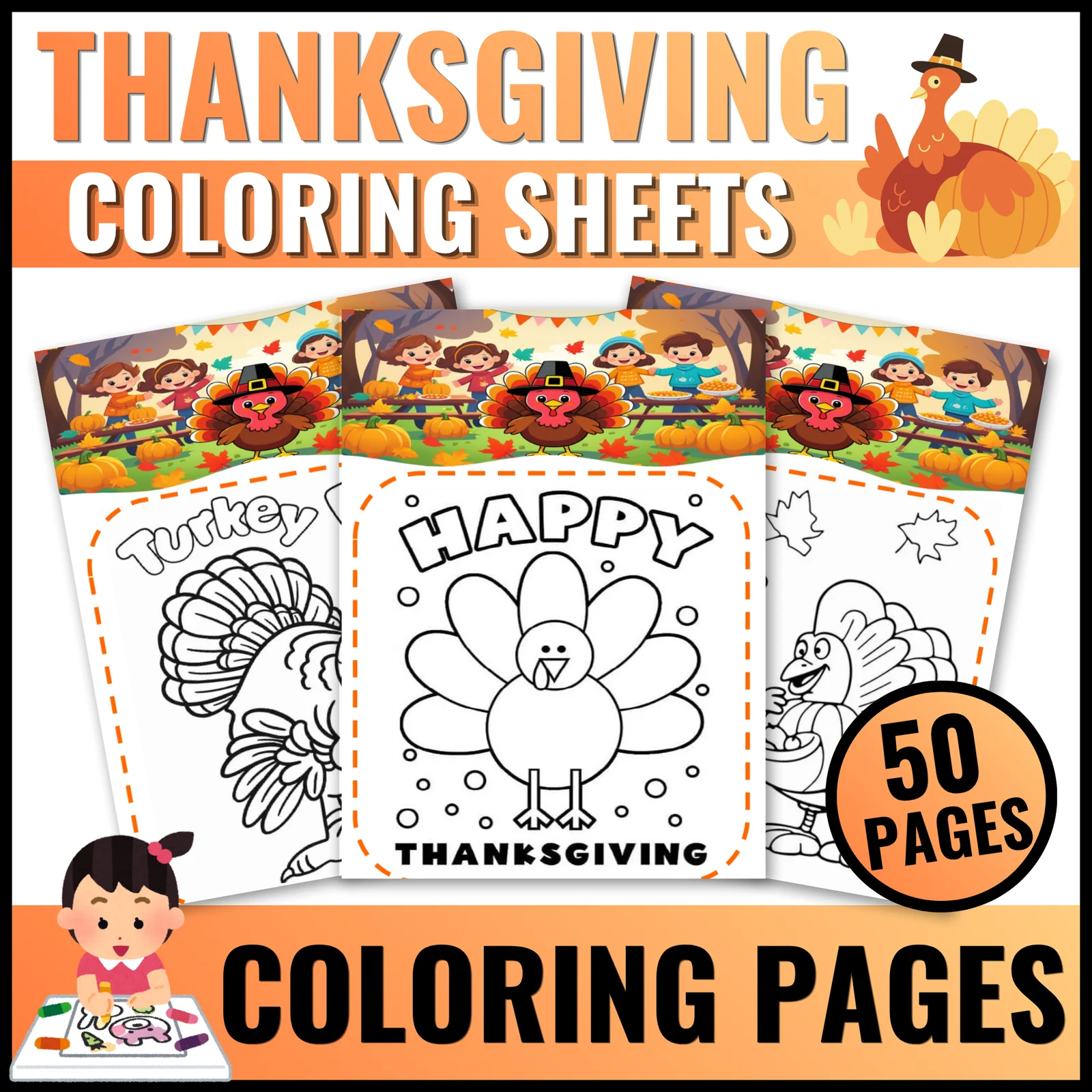 Thanksgiving Turkey Coloring Pages activities for Preschool and Kindergarten