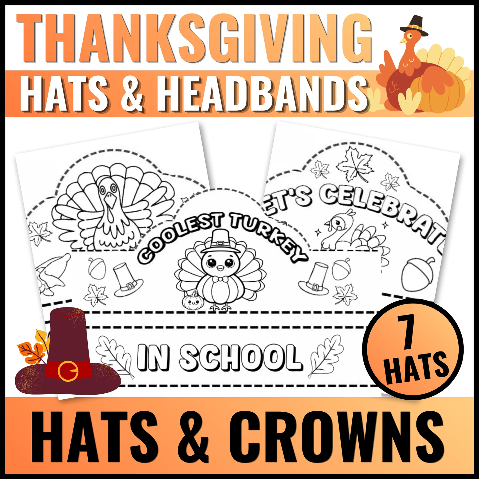 Thanksgiving Turkey Crowns / Hats Craft Acitivity for Preschool and Kindergarten