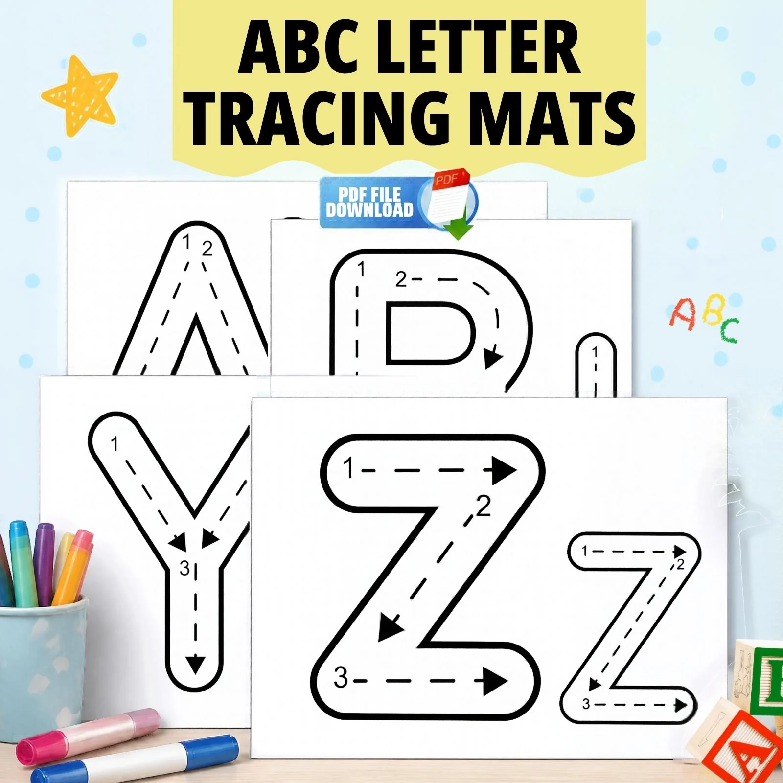 Alphabet Letter Tracing Mats | ABC Uppercase & Lowercase Handwriting Practice