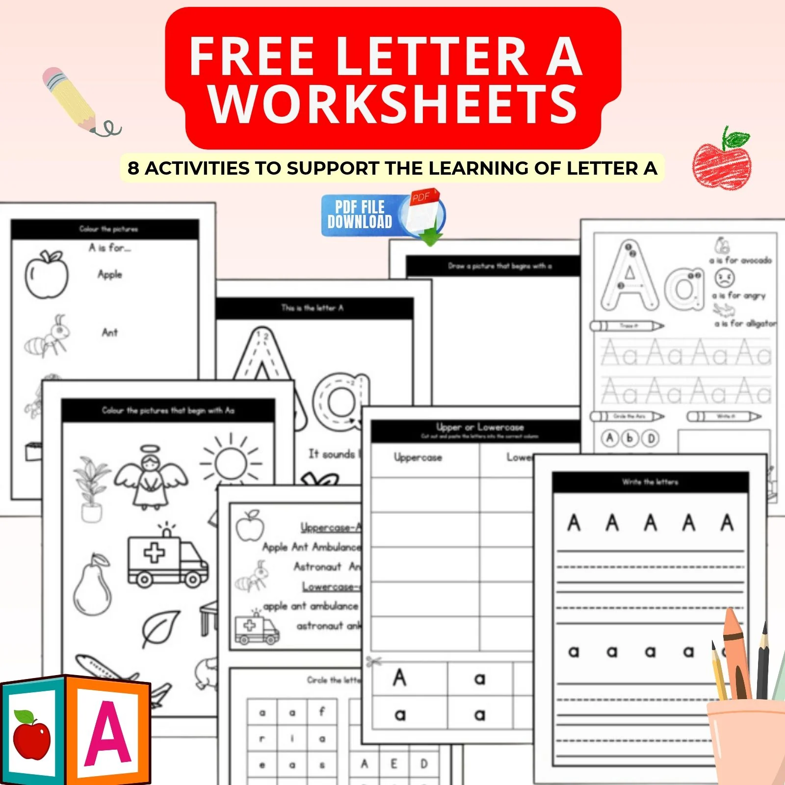 FREE Letter of the Week A Worksheets - Early Literacy Activities