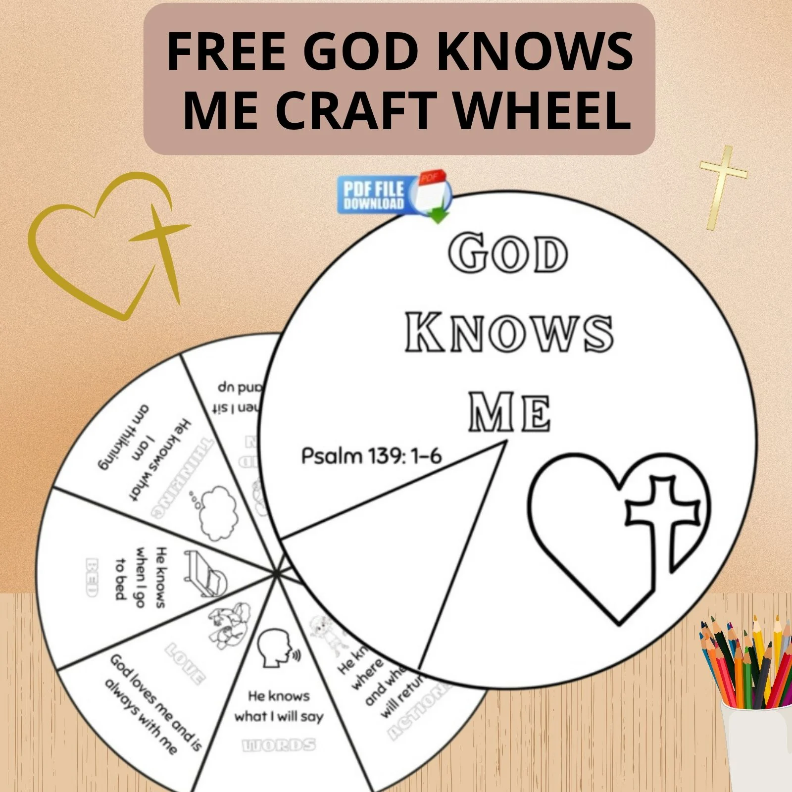 FREE God Knows Me Coloring Wheel | Bible Craft Psalm 139: 1-6 Activity