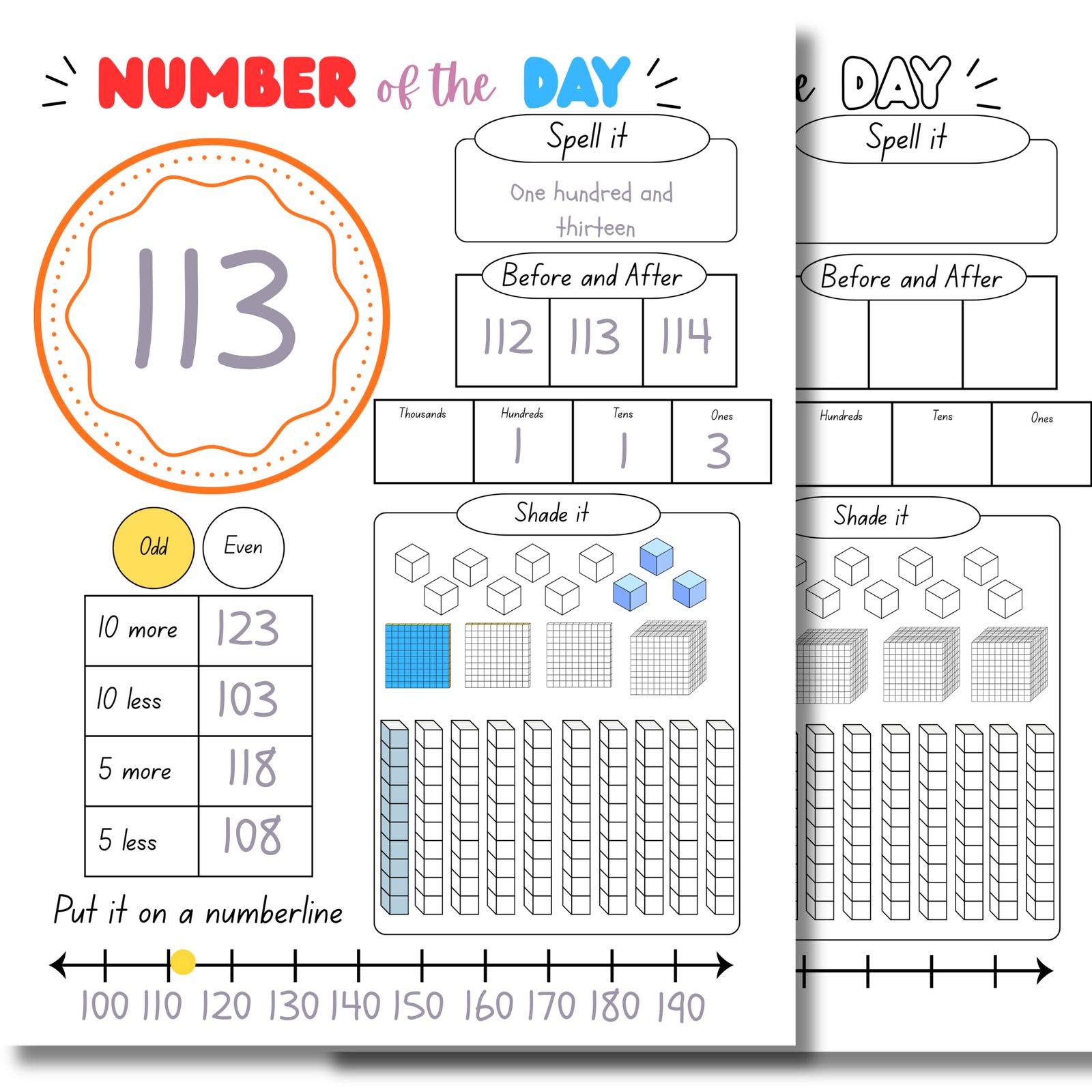 Number of the Day Worksheet - You choose the number!