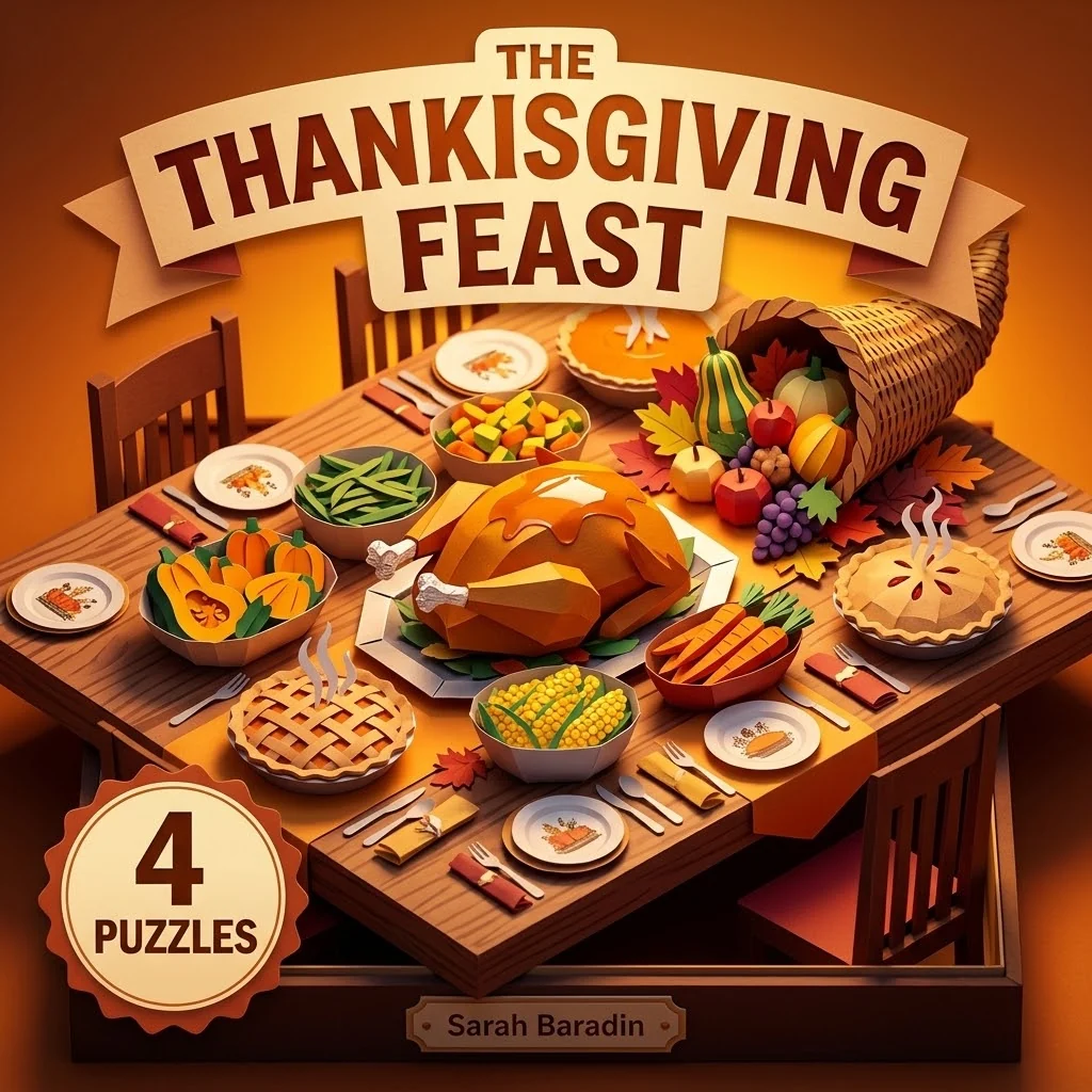 The Thanksgiving Feast and Food Crosswords with Word Bank
