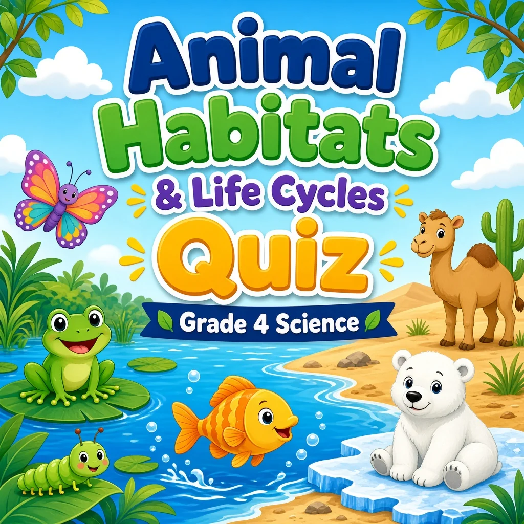 Grade 4 Animal Habitats & Life Cycles Quiz (Science)