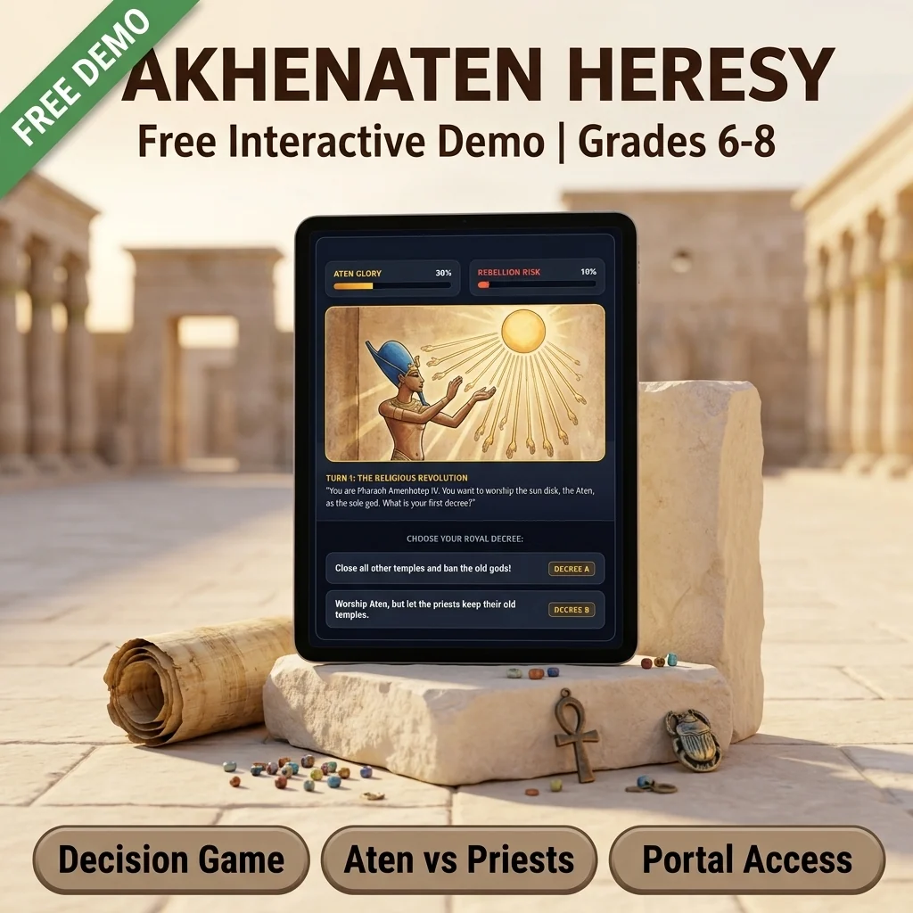 FREE Ancient Egypt Interactive Online Activity | Akhenaten Heresy | Grades 6-8