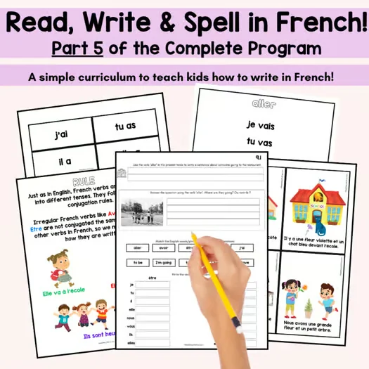 French Writing Reading and Spelling Program 5 for FSL Beginner Writers