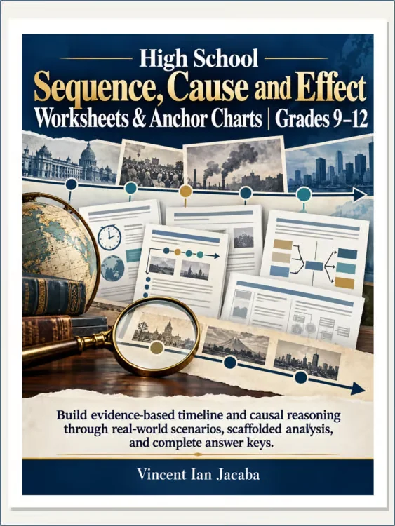High School Sequence and Cause and Effect Worksheets & Anchor Charts Grades 9–12
