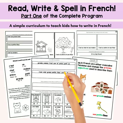 French Writing Reading and Spelling Program for FSL beginner Writers