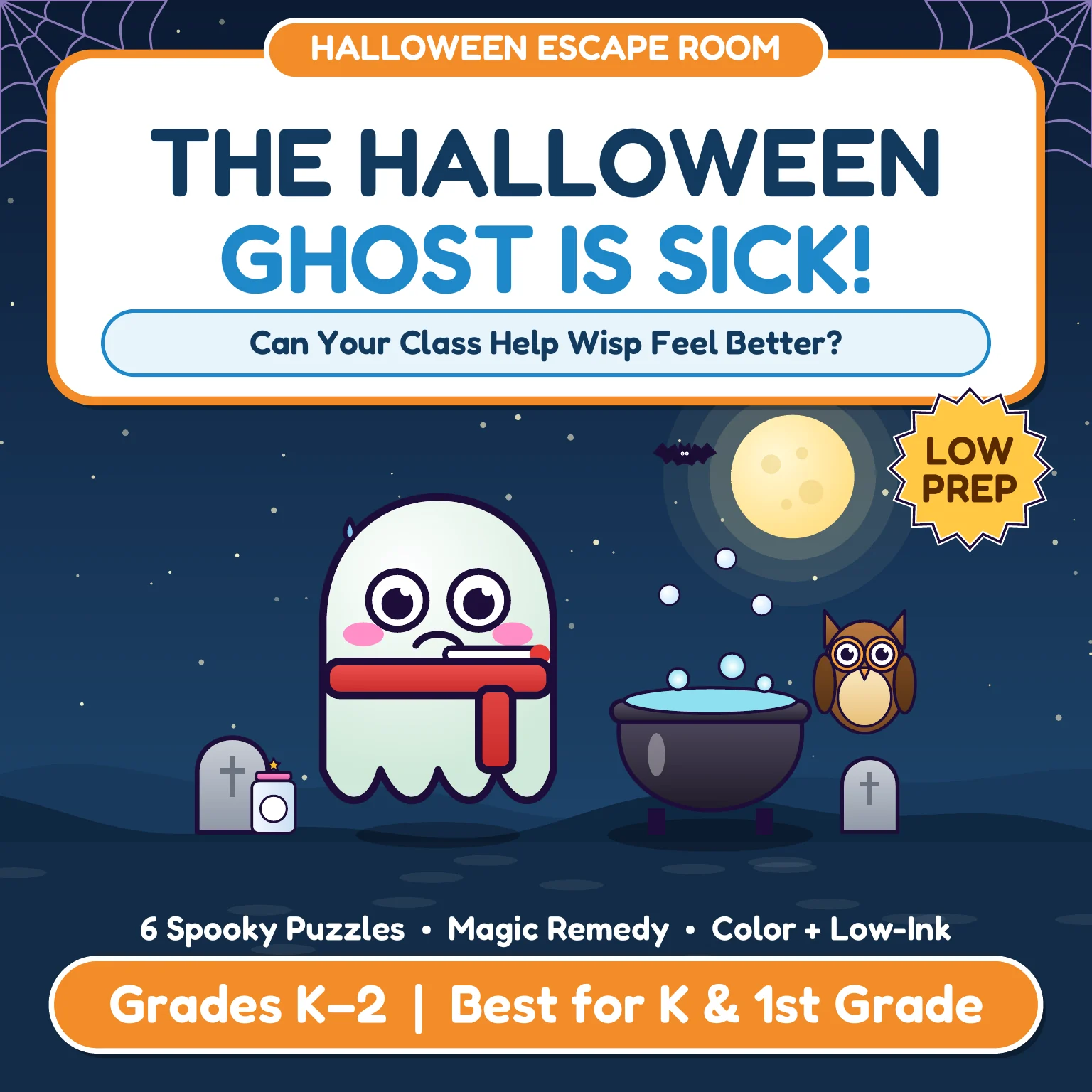Halloween Escape Room | The Ghost Is Sick! | K–2 Math & Literacy