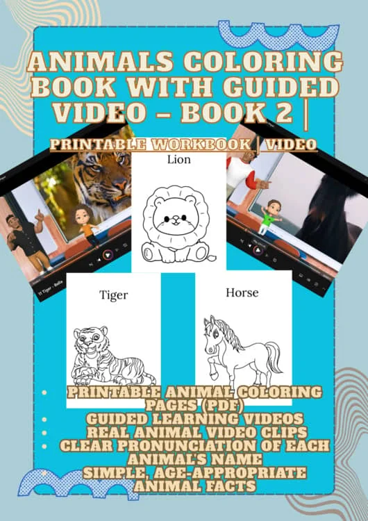 Animals Coloring Book with Guided Video – Book 2 | Preschool & ESL | Bella & Leo