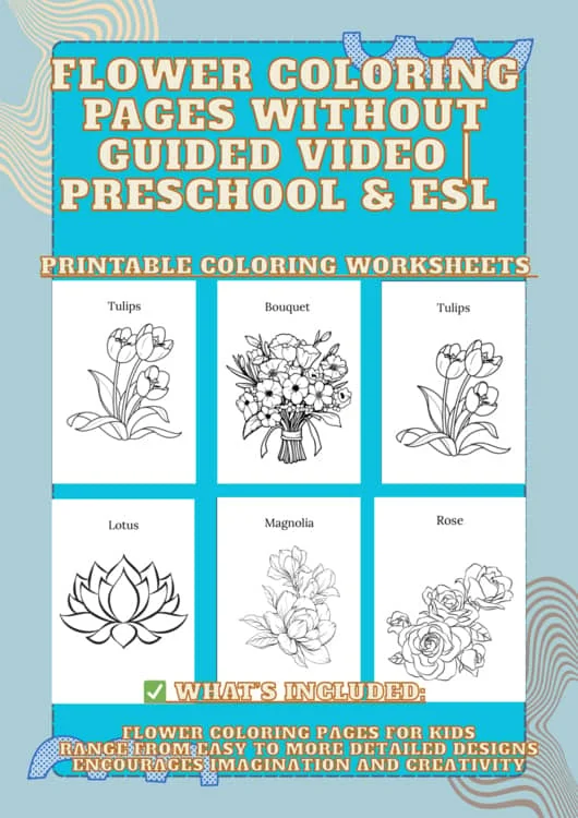 Flower Coloring Pages without Guided Video | Preschool & ESL | Bella & Leo