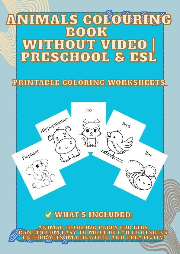 Animals Colouring Book without Video | Preschool & ESL | Bella & Leo
