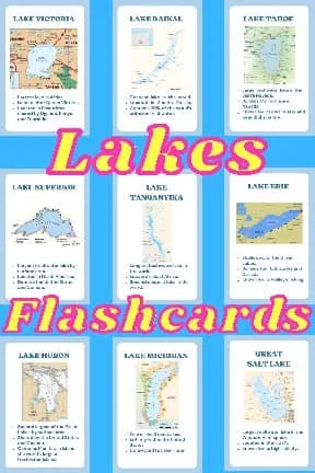Lakes of the World Flashcards Geography Printable Cards Famous Lakes & Facts