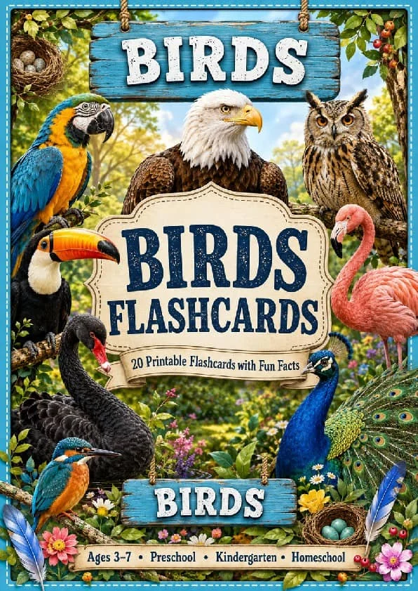 Birds Flashcards | 20 Printable Bird Flash Cards with Pronunciations