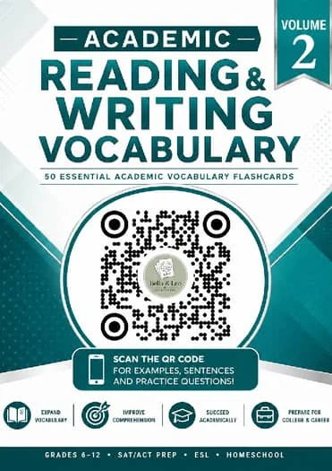 Academic Reading & Writing Vocabulary Words 50 Flashcards QR code Lessons