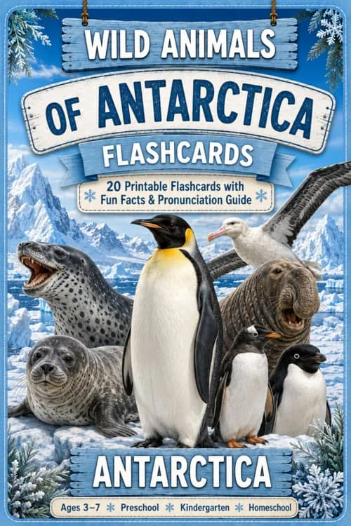 Wild Animals Flashcards 20 Antarctica Printable Animal Cards with Pronunciation