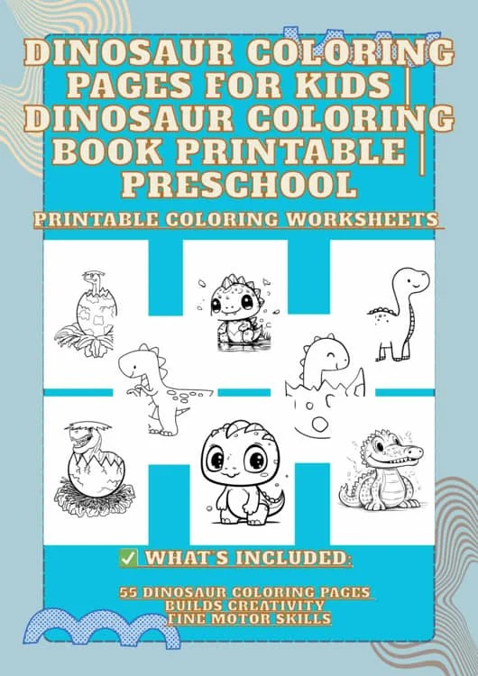 Dinosaur Coloring Pages for Kids | Dinosaur Coloring Book Printable | Preschool