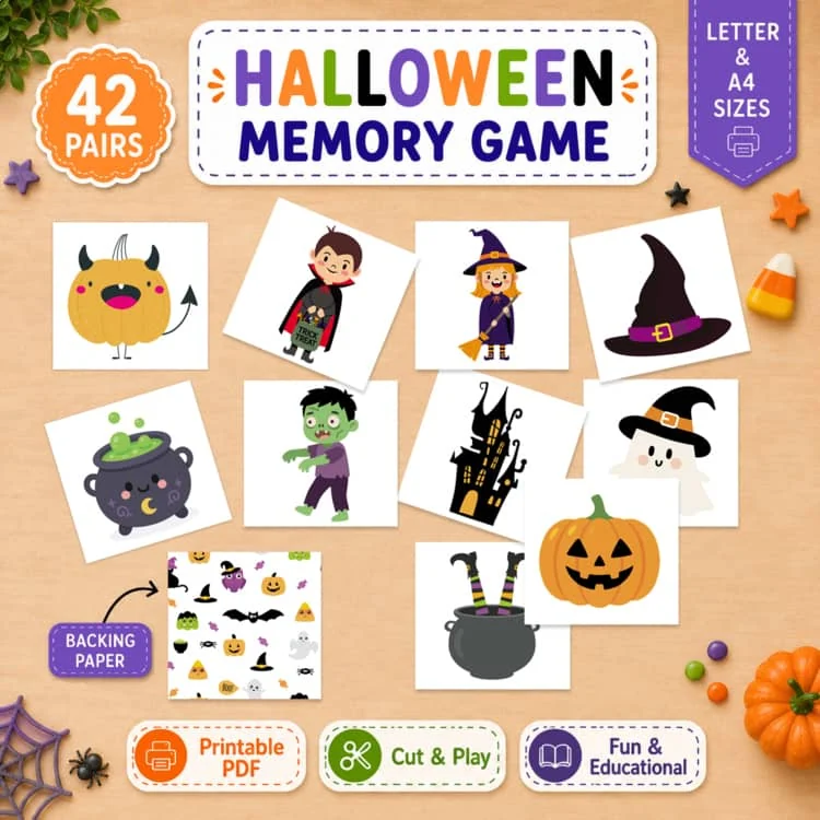 Halloween Memory Game — Matching Activity — Halloween Party — Matching Skills