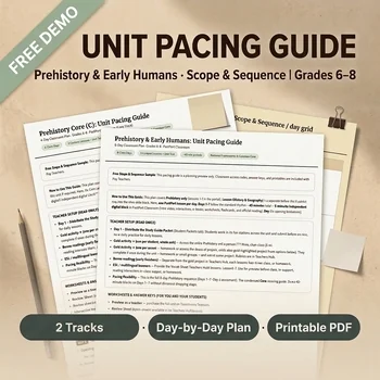FREE Prehistory and Early Humans Unit Pacing Guide, Scope and Sequence