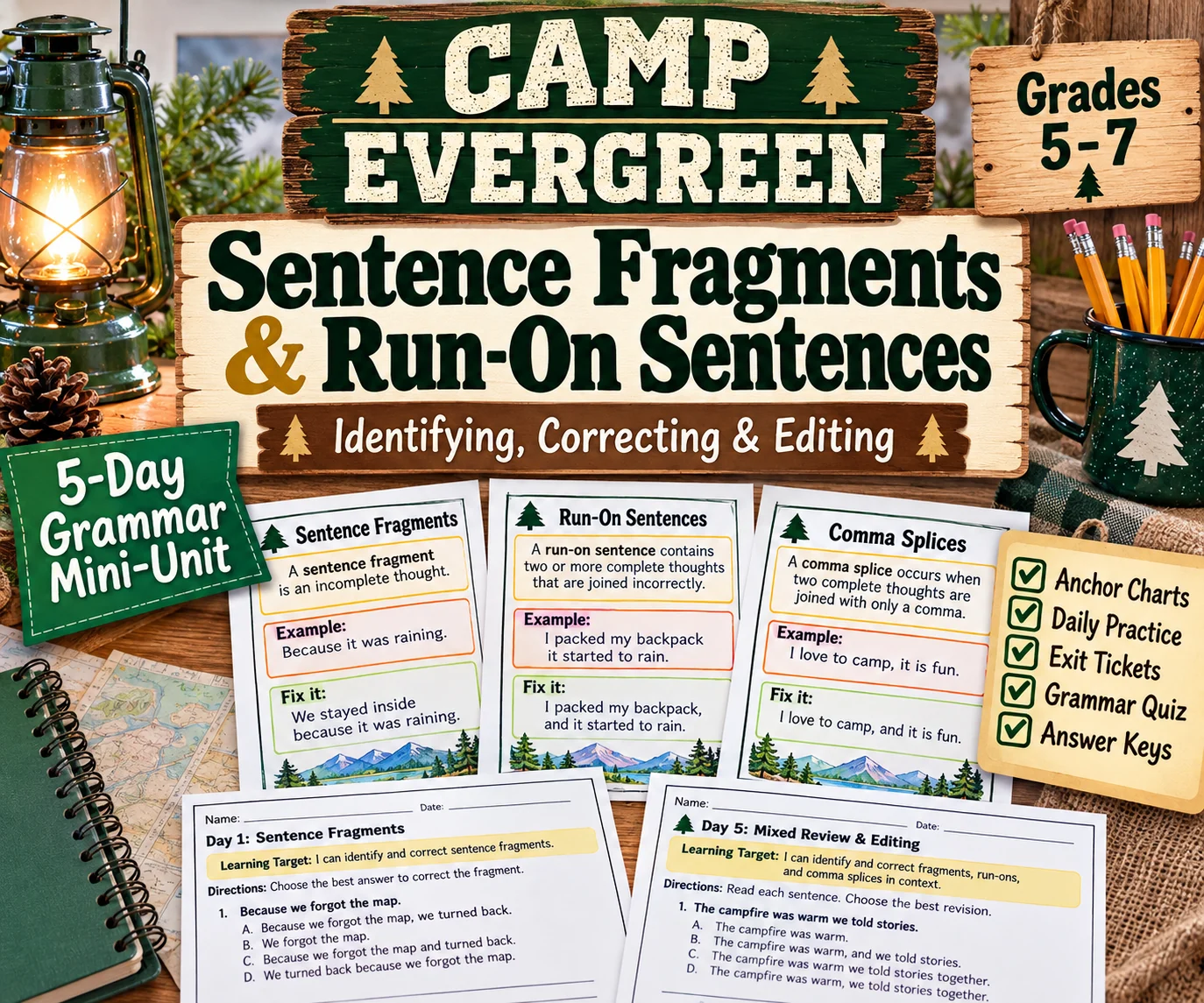 Camp Evergreen Identifying Fragments and Run-On Sentences