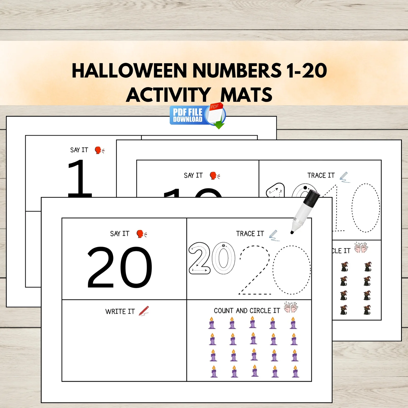 Halloween Number Activity Boards 1–20 | Counting, Tracing & Number Writing | Preschool & Kindergarten Maths