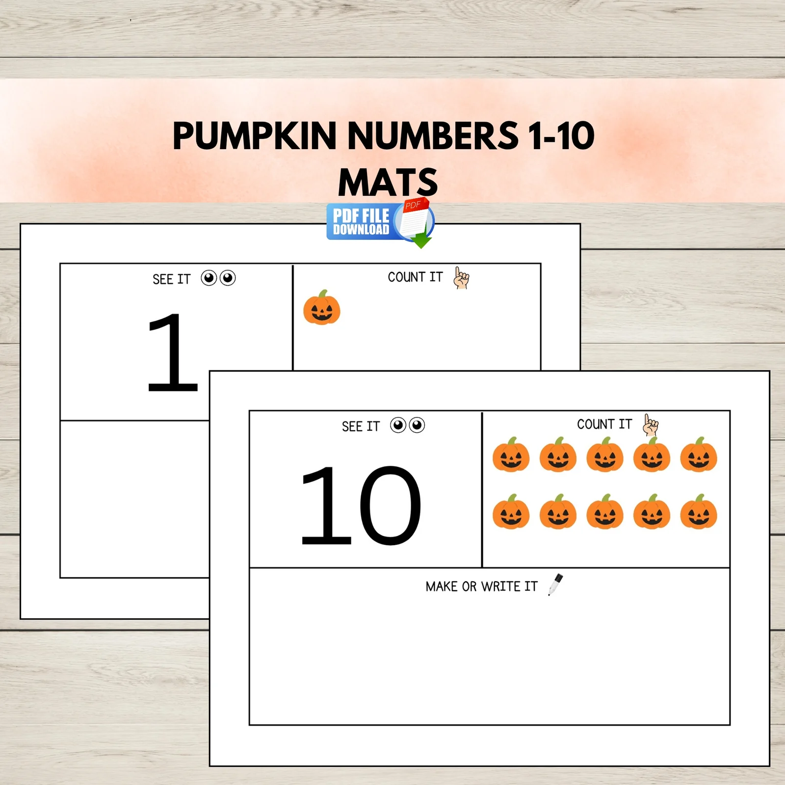 FREE Pumpkin Numbers 1-10 Mats 1-10 | Fall Math Center | Pre-K, Preschool & Kindergarten Counting