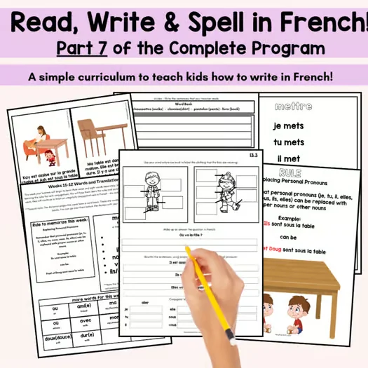 French Writing Program Part 7 for FSL Beginner Writers