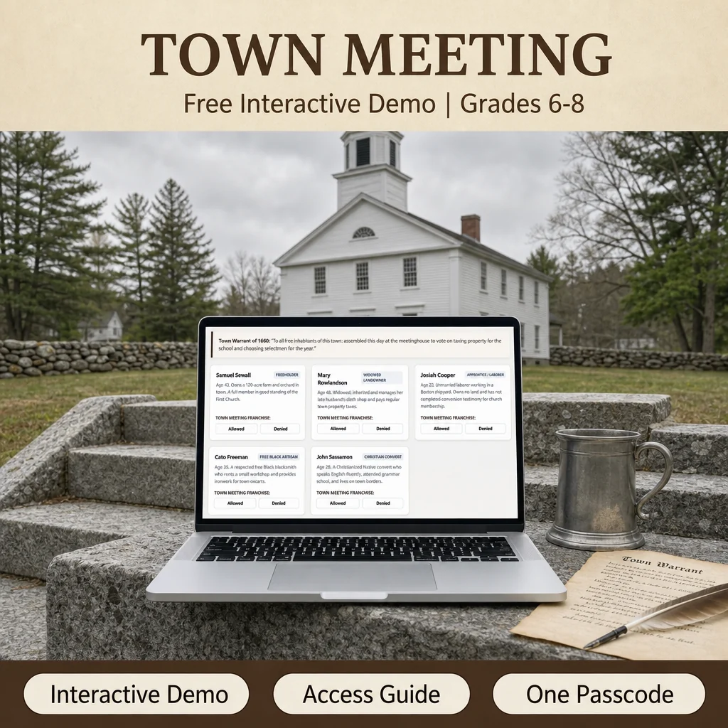 FREE New England Town Meeting | Interactive US History | Grades 6-8