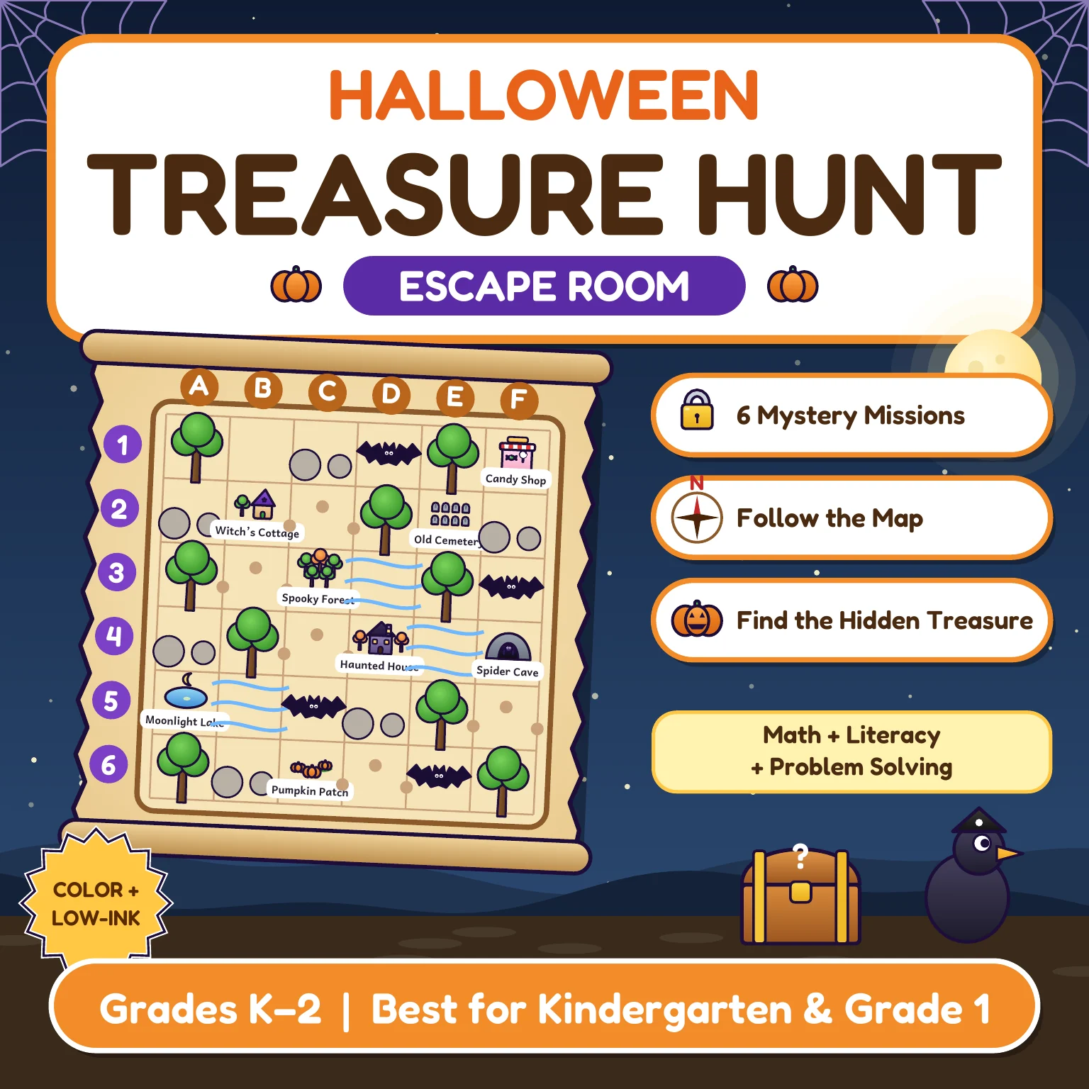 Halloween Treasure Hunt Escape Room | K–2 Math & Literacy