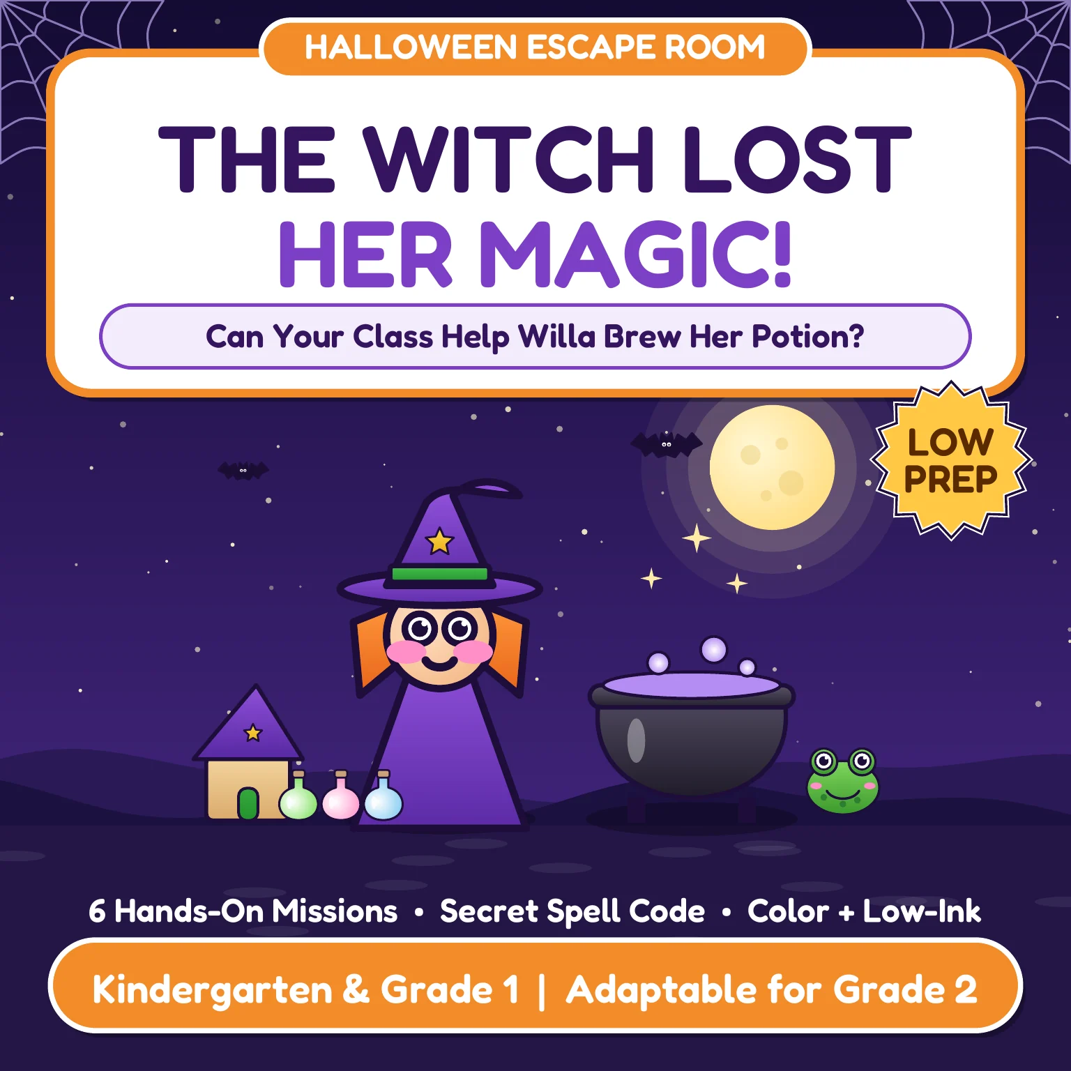 Halloween Escape Room | Witch Potion Game | K–2 Math & Literacy